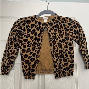 Crewcuts Leopard Heart Pattern Cardigan